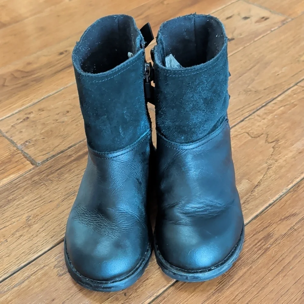 UGG Tara Suede Leather Black Bow Boots Footwear